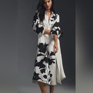 Anthropologie Black and White Floral Maxi Dress